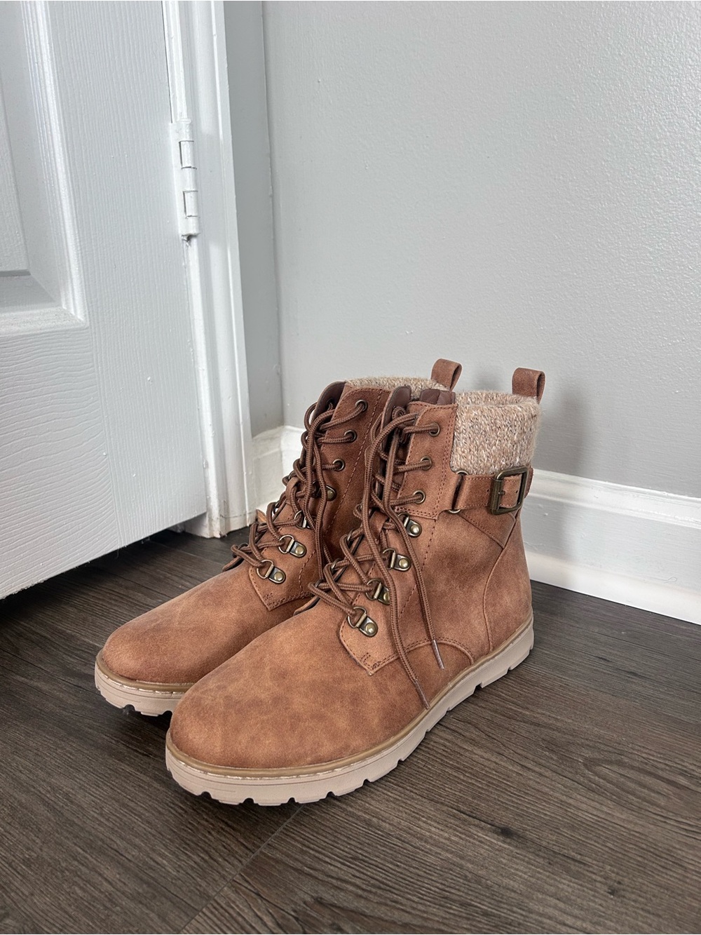 Sonoma Lace-Up Ankle Boots, Sherpa Lined, Brown, Size 10